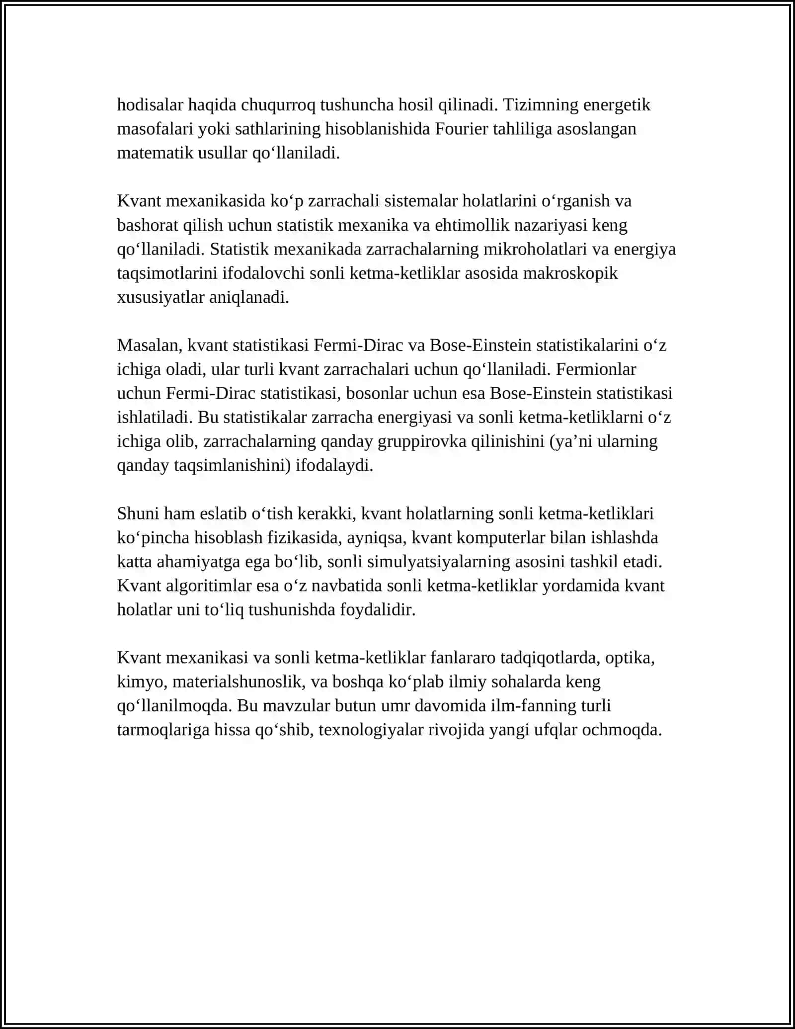 SONLI KETMA-KETLIKLARNI KVANT MEXANIKASIDAGI TATBIQLARI 4