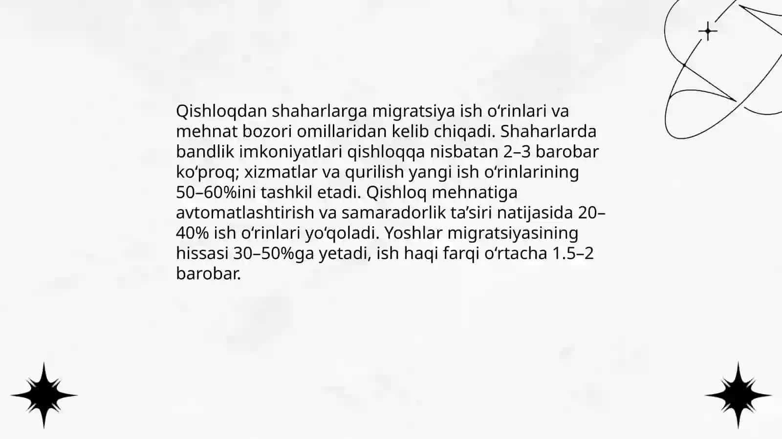 Urbanizatsiya -  aholining shaharlarga koʻchishi sabab va oqibatlari 4