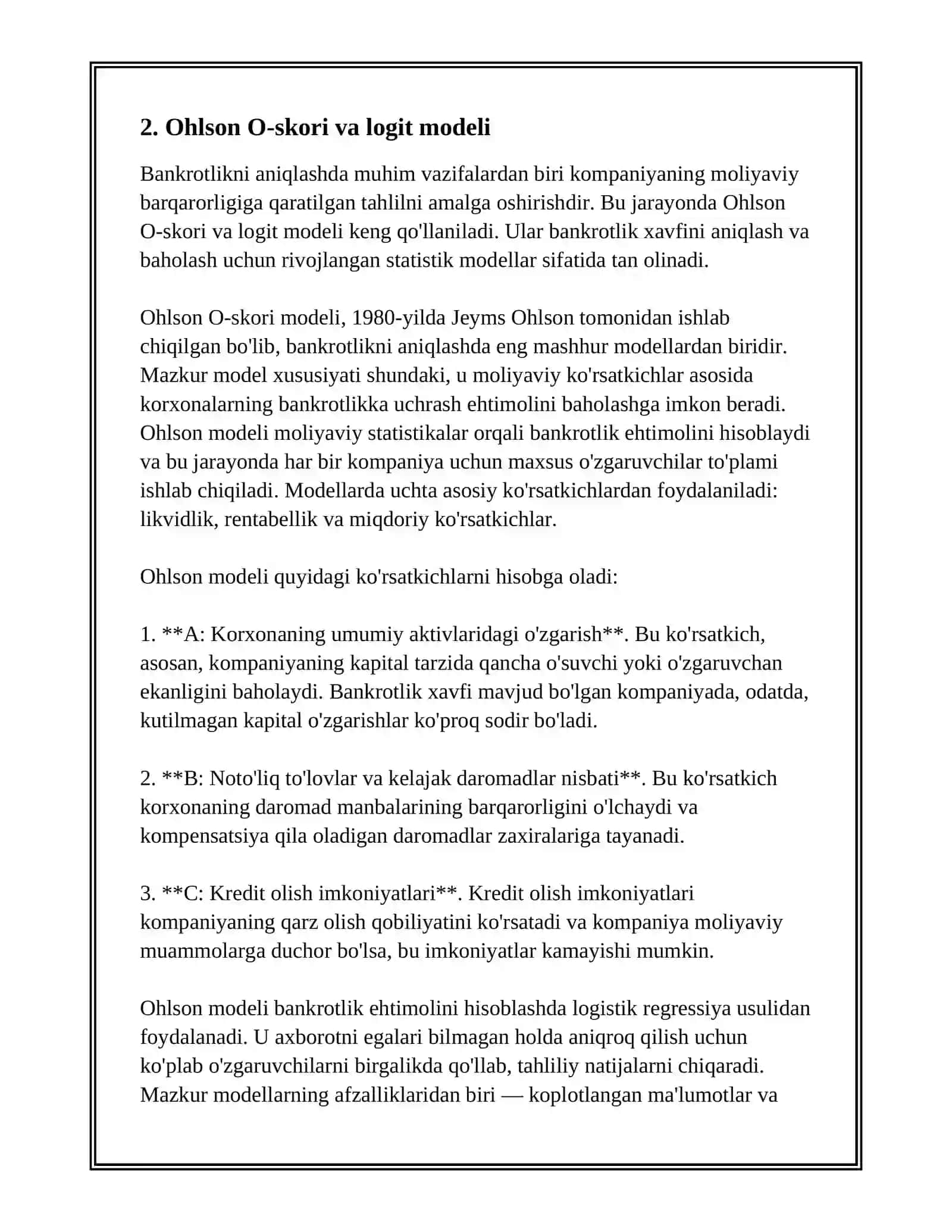 BANKROTLIKNI ANIQLASHNING TURLI MODELLARI 4
