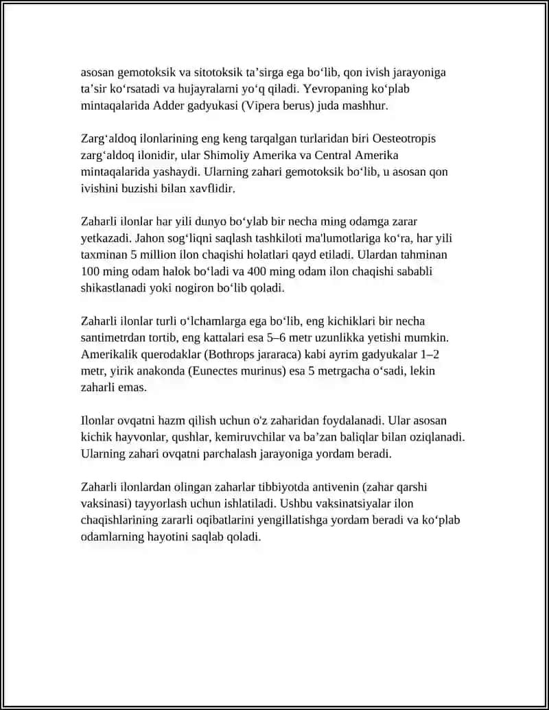 ZAHARLI HAYVONLAR SISTEMATIKASI 4