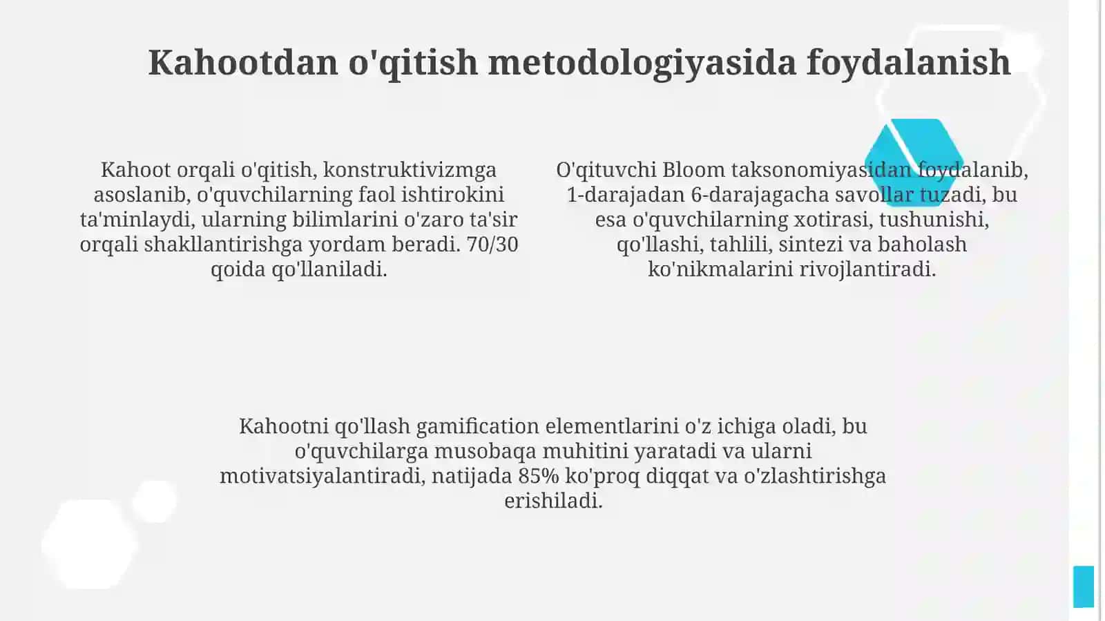 Taqdımotlar yaratısh texnologoyası Kahoot dasturı yordamıda öqıtısh metodıkası 4