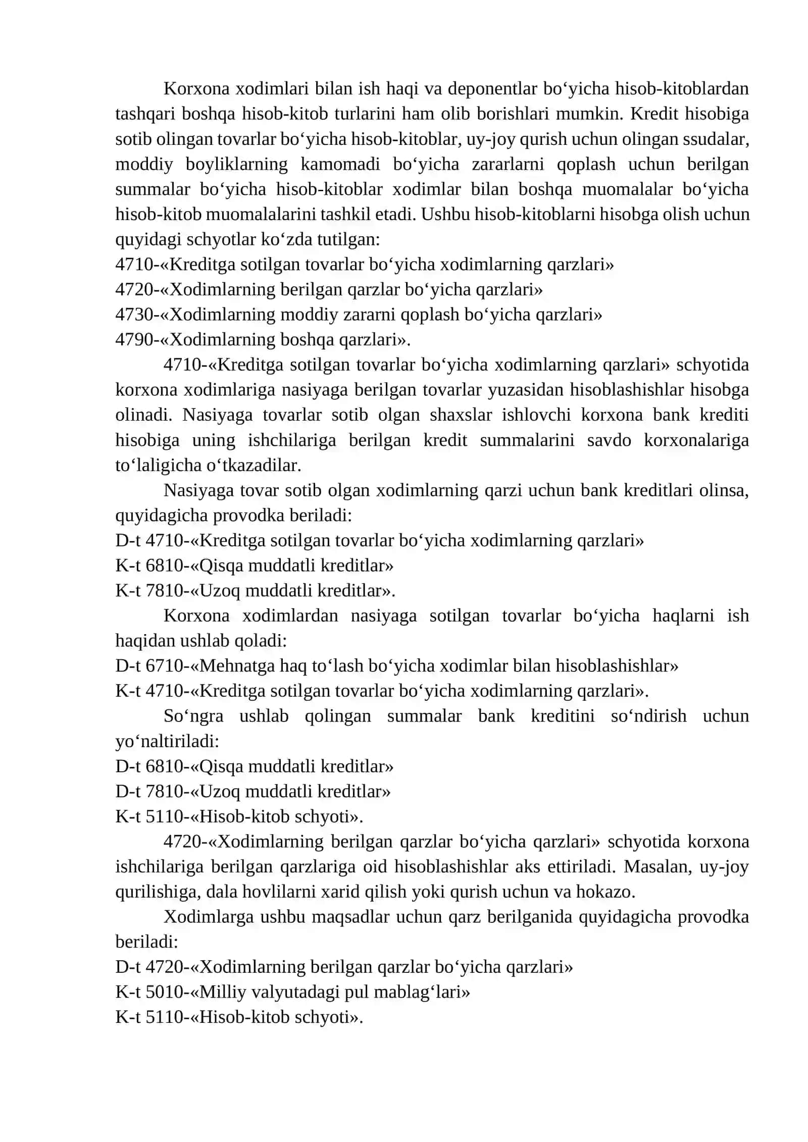 Mol yetkazib beruvchilar va pudratchilarga to‘lanadigan schyotlar. Olingan bo‘naklarni hisobga olish 4
