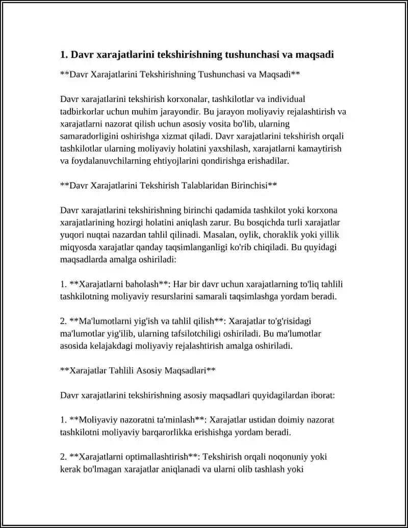 DAVR XARAJATLARINI TEKSHIRISH 4