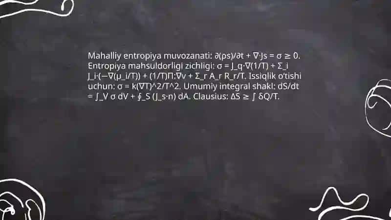 Termodinamik muvozanatda bo‘lmagan tizimlarda ko‘chish hodisalari 4