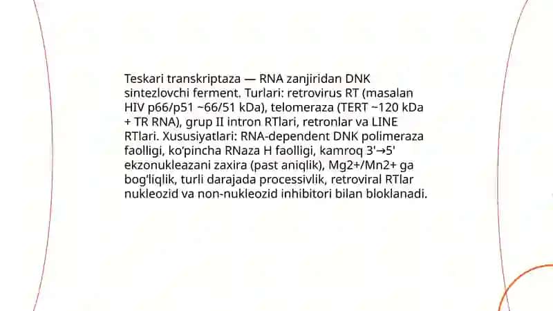 Teskari transkiripsiya.Prakariotlar va eukariotlar genlarining strukturasi 4