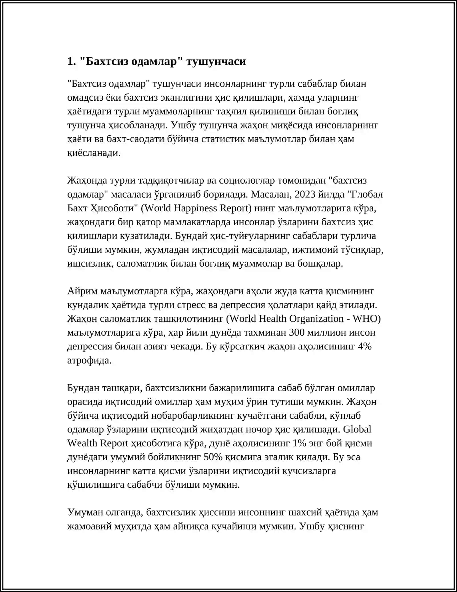 "Бахтсиз одамларнинг икки тури"га оид қарашлари 4