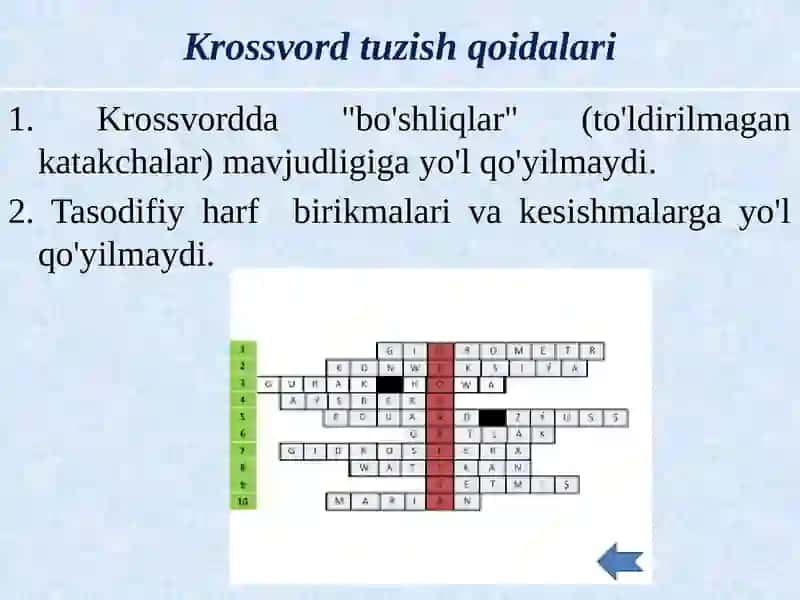 Online krossvord tayyorlash texnologiyalari 4