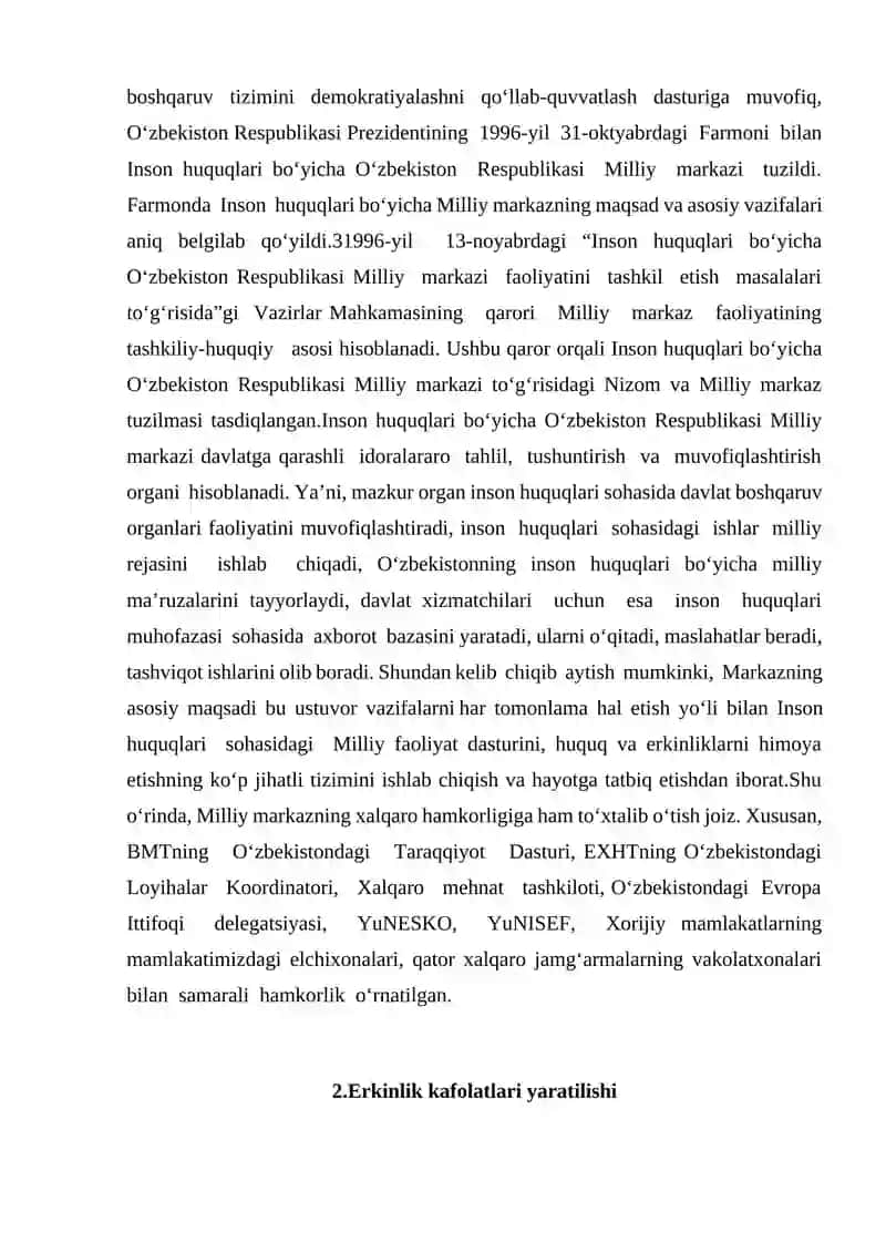 Yangi O‘zbekistonda inson haq-huquqlari va erkinliklari kafolatining yaratilishi 4