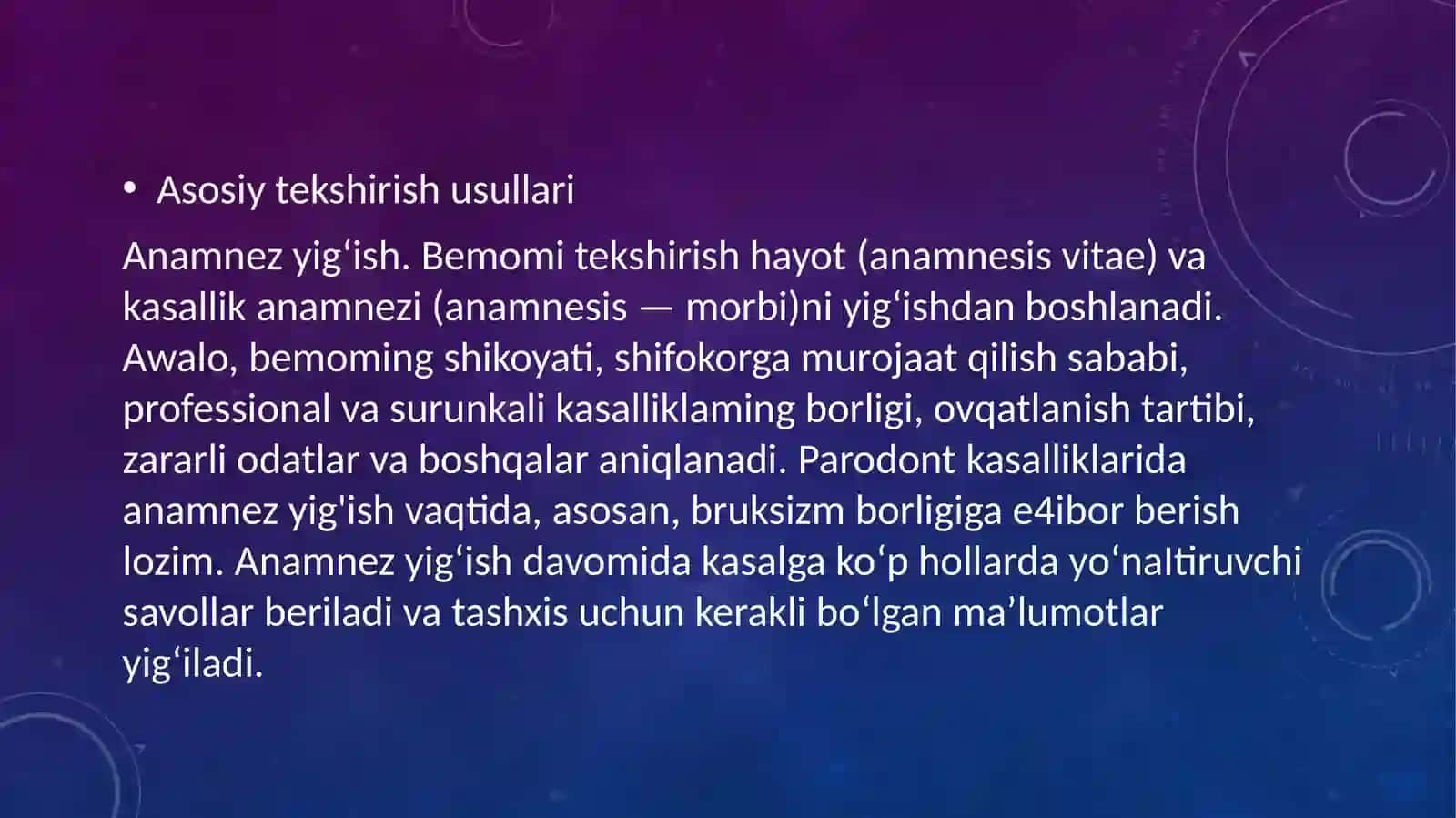 Paradontityangishaklikilinikasiqiyosiytashxisi.Kasalliktarixiniyozish 4
