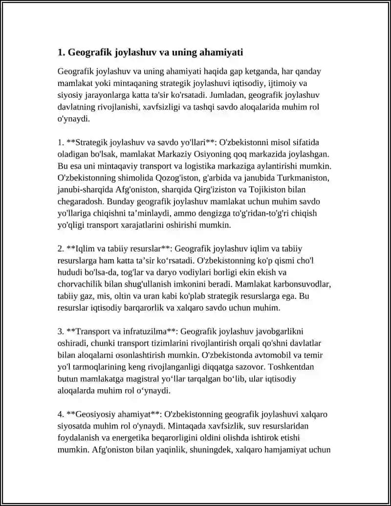 GEOGRAFIYA MAYDONCHASIDA ÒTKAZILADIGAN BIROR MAVZUGA BIR SAOTLIK DARS ISHLANMA 4