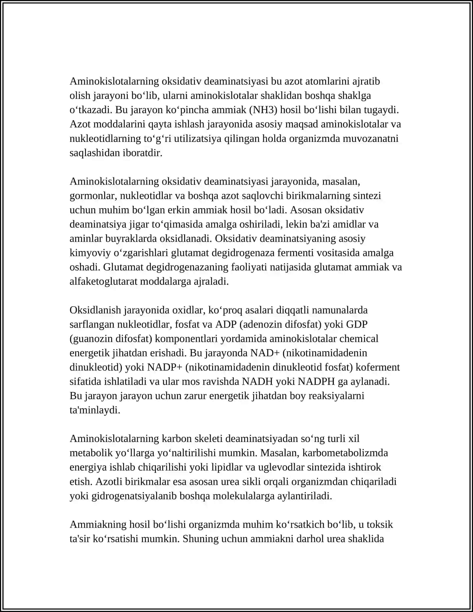 AZOTNI QAYTA ISHLASH: AMINOKISLOTALAR, NUKLEOTIDLAR 4