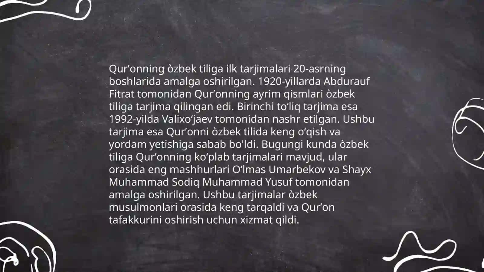 Mustaqillik yillarida Qurʼonning òzbek tiliga tarjima qilinishi va tafsiflari 4