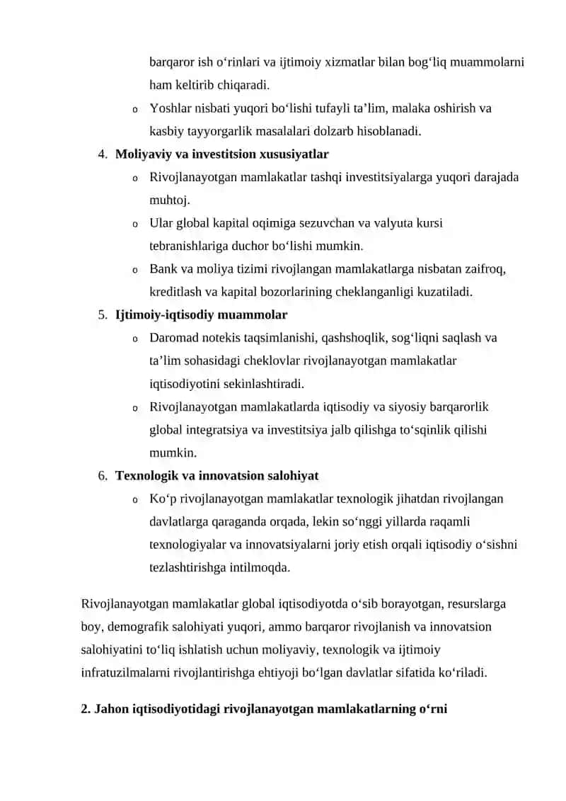 Rivojlanayotgan Mamlakatlar Iqtisodiyoti 4