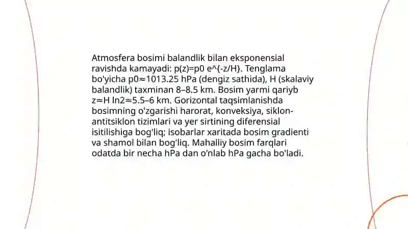 Iqlim va Atmosfera bosimi 4