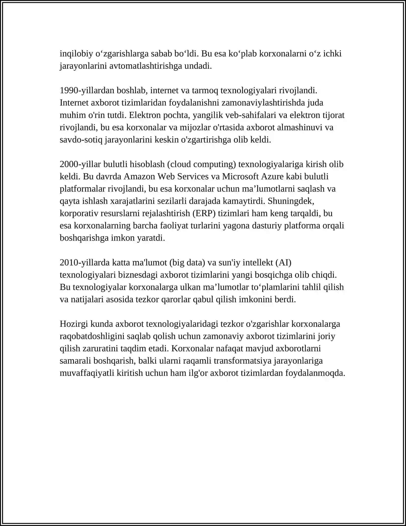 Biznesdagi axborot tizimlarining evolyutsiyasi 4