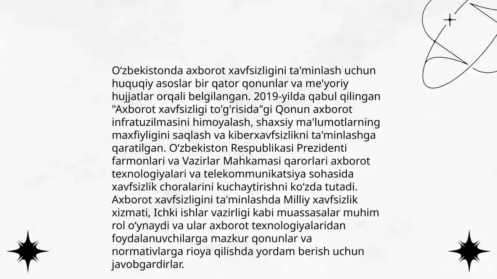 Oʻzbekistonda axborot xavsizligining manaviy va huquqiy asoslari 4