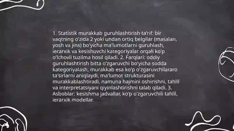 Statistik oddiy va murakkab guruhlash 4
