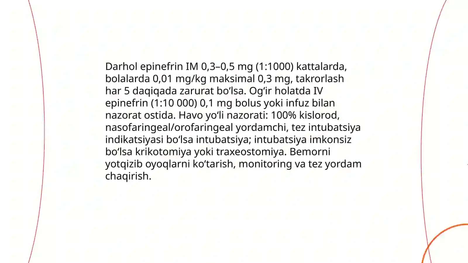 Bemorda anafilaktik shok klinik belgilari. O'pka yurak reanimatsiyasi. Shok turlari, Mahalliy og'riqsizlantirishda ishlatiladigan dori vositalar turlari Mahalliy og’riqsizlantirishdan kelib chiquvchi asoratlar turlari 4