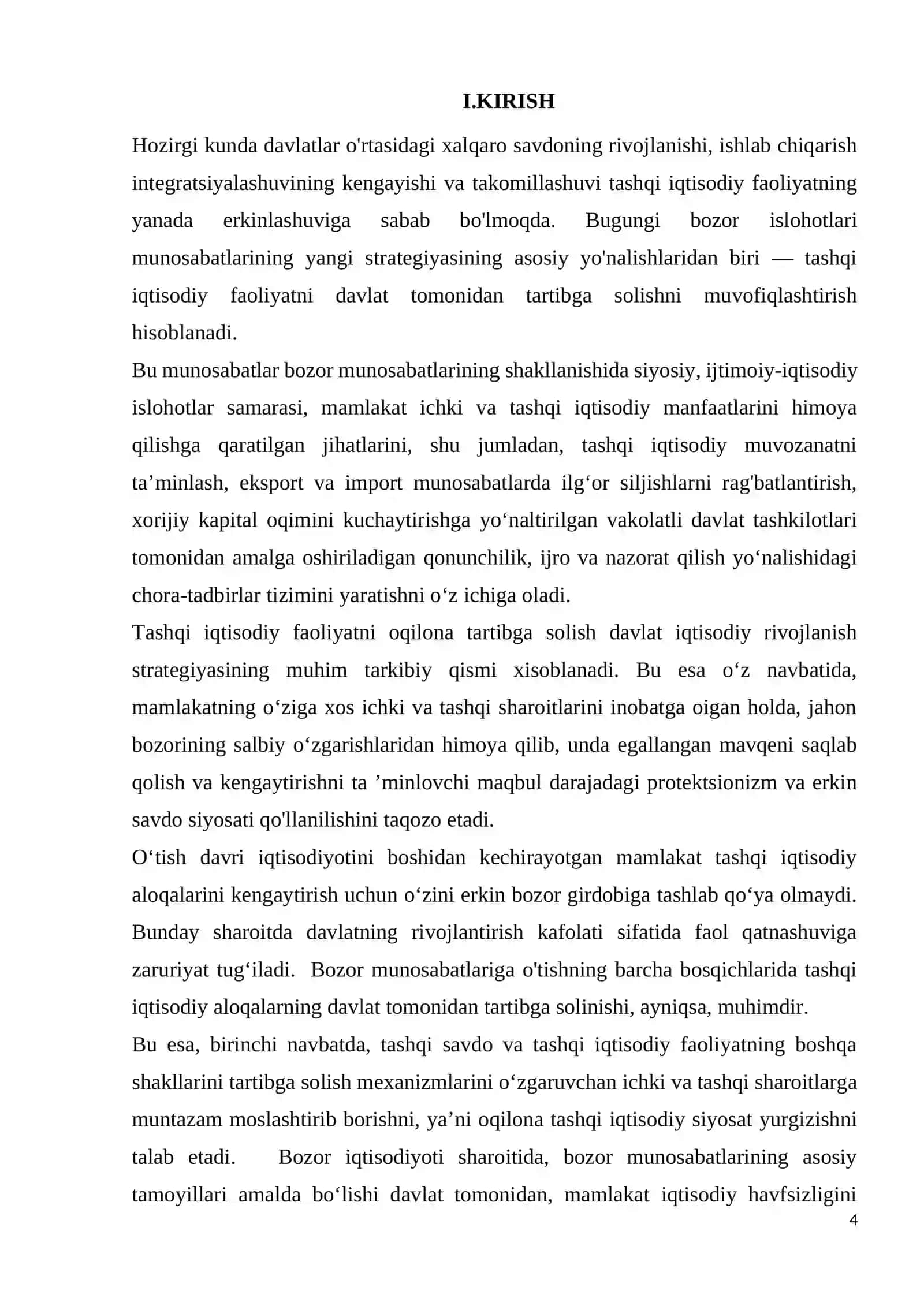 O’ZBEKISTINNING TASHQI SAVDO FAOLIYATI 4