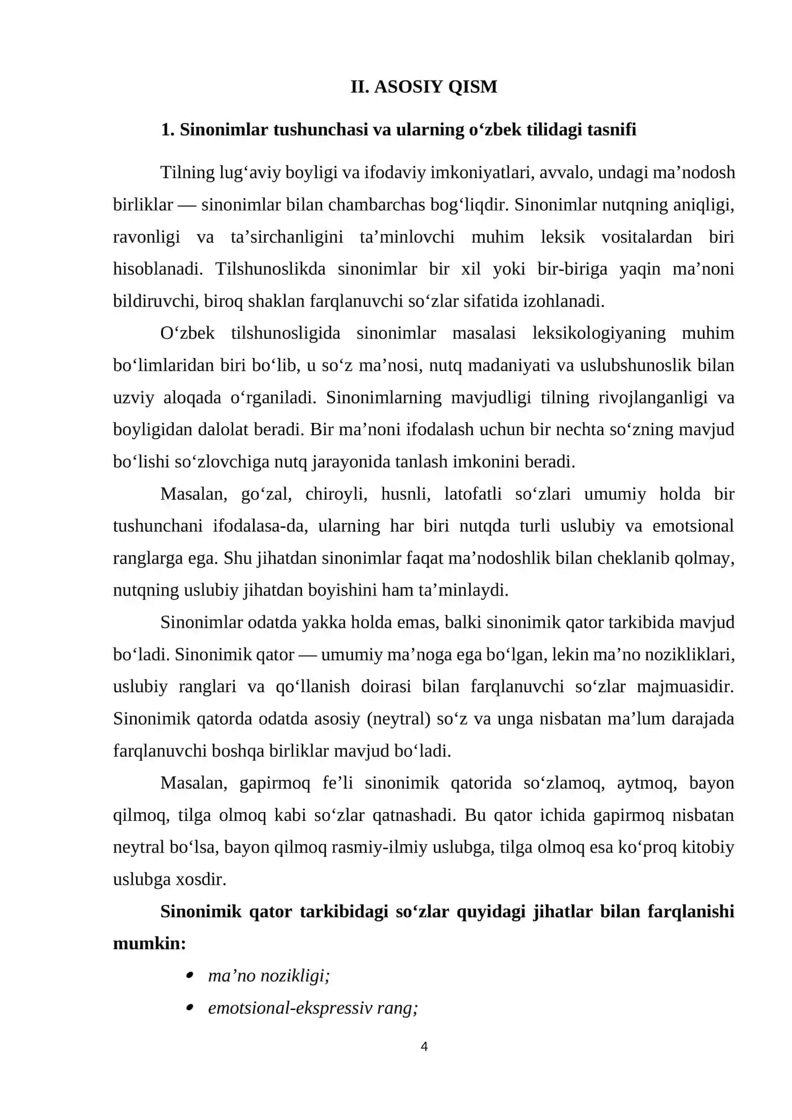 O‘zbek tilida sinonimlarning uslubiy xoslanishi 4