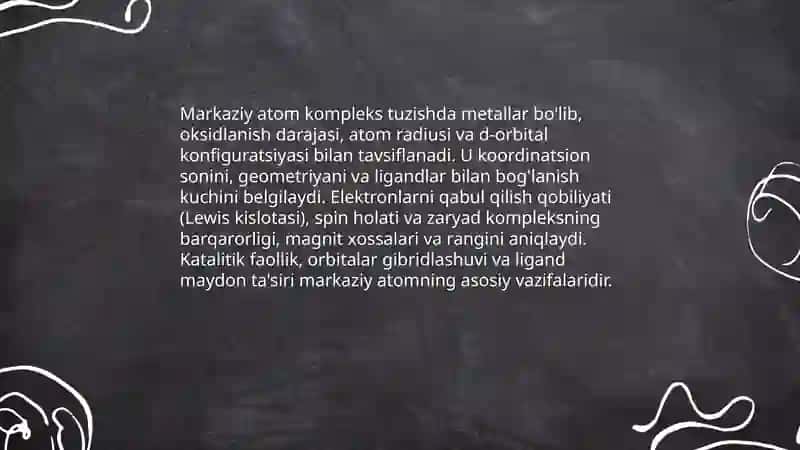 Kompleks birikmalar kimyosining asosiy tushunchasi 4