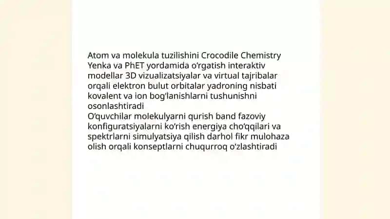 Crocodile Chemistry, Yenka va Phet dasturlarining qo'llanishi 4