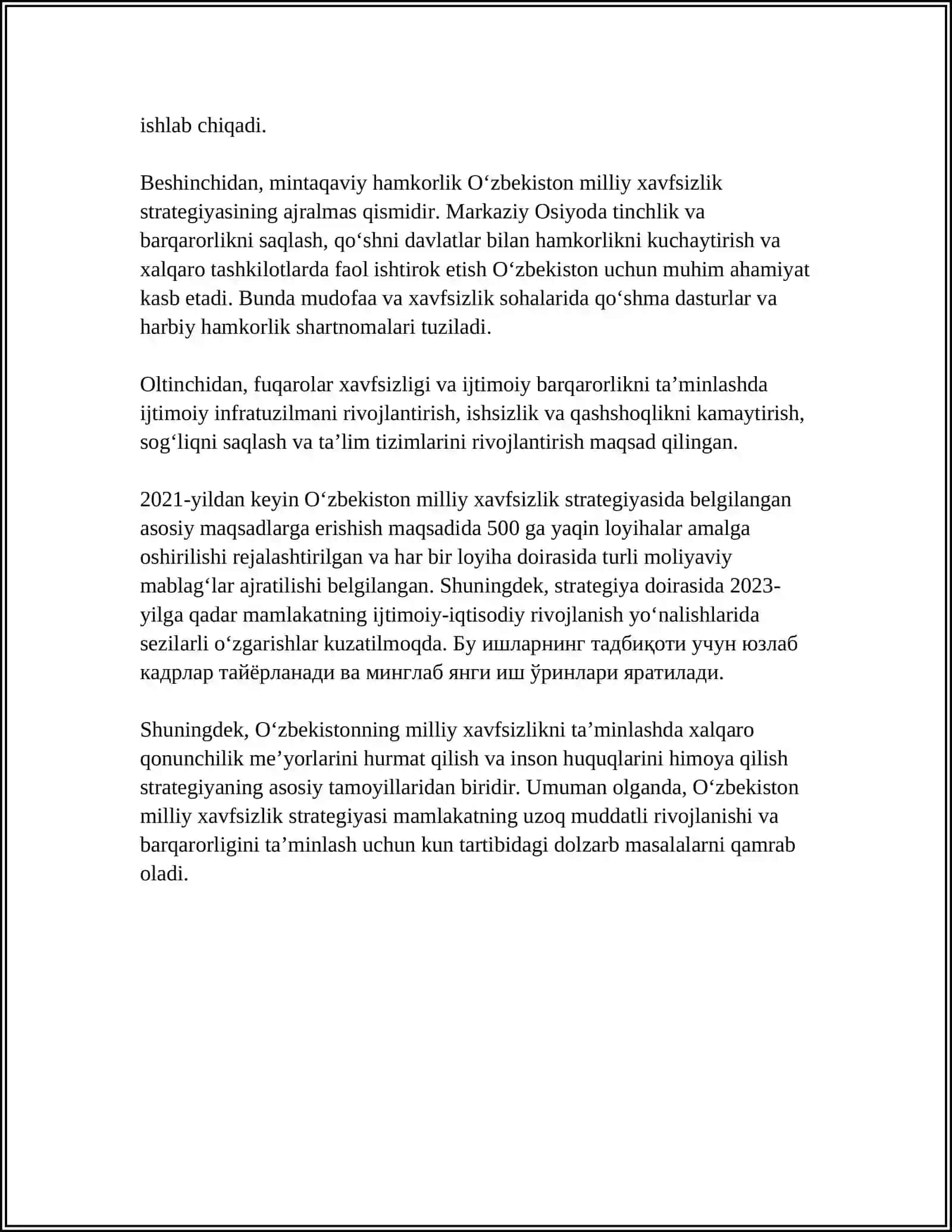 Oʻzbekistonning milliy xavfsizlik strategiyasi 4