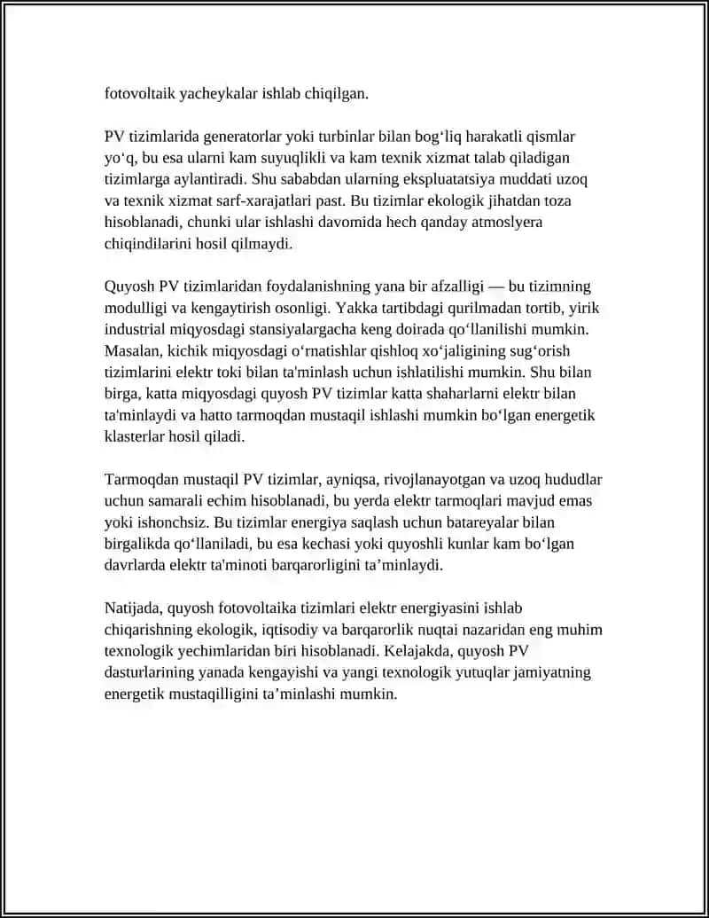 Quyosh fotovoltaika (PV) tizimlari 4