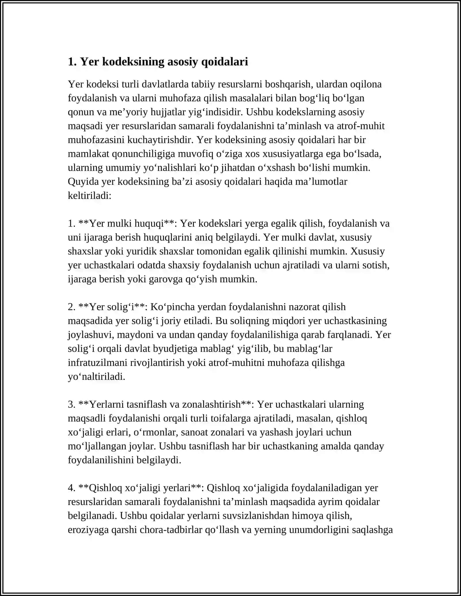 O'ZBEKISTON RESPUBLIKASINING YER KODEKSI, SUV VA UNDAN FOYDALANISH TO'G'RISIDAGI QONUNI, YERLARNING MELIORATIV HOLATINI YAXSHILASH VA SUVDAN OQILONA FOYDALANISHGA OID QARORLAR 4