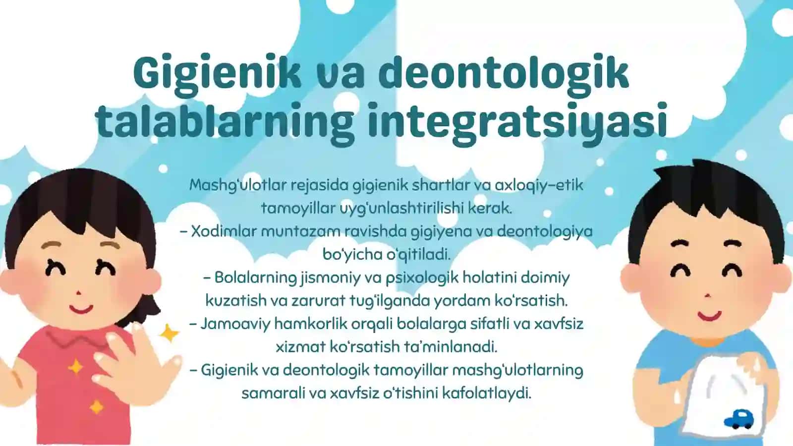 ENB bolalar bilan korreksion mashg‘ulotlarni tashkil etishda gigienik va deontalogik talablar 4