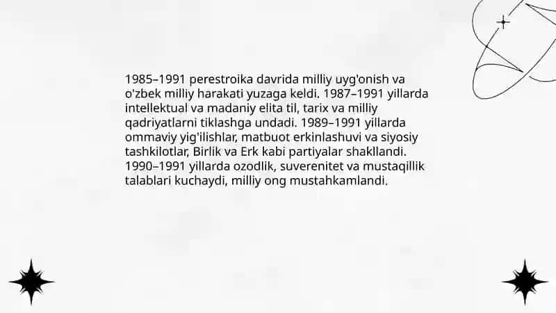 Qayta qurilishyillarida O'zbekistondagi ijtimoiy-siyosiy vaziyat 4