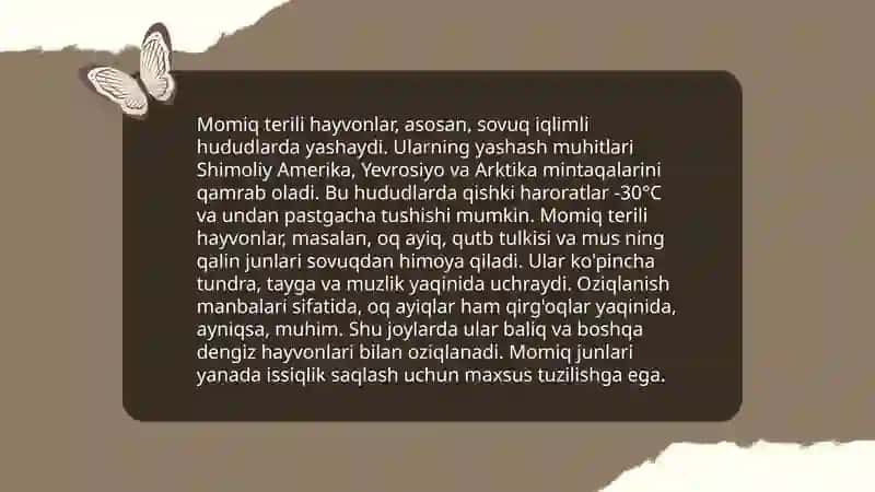 Momiq terili hayvonlarni urshitish zonalari va tabiyiy iqlim sharoitlari 4
