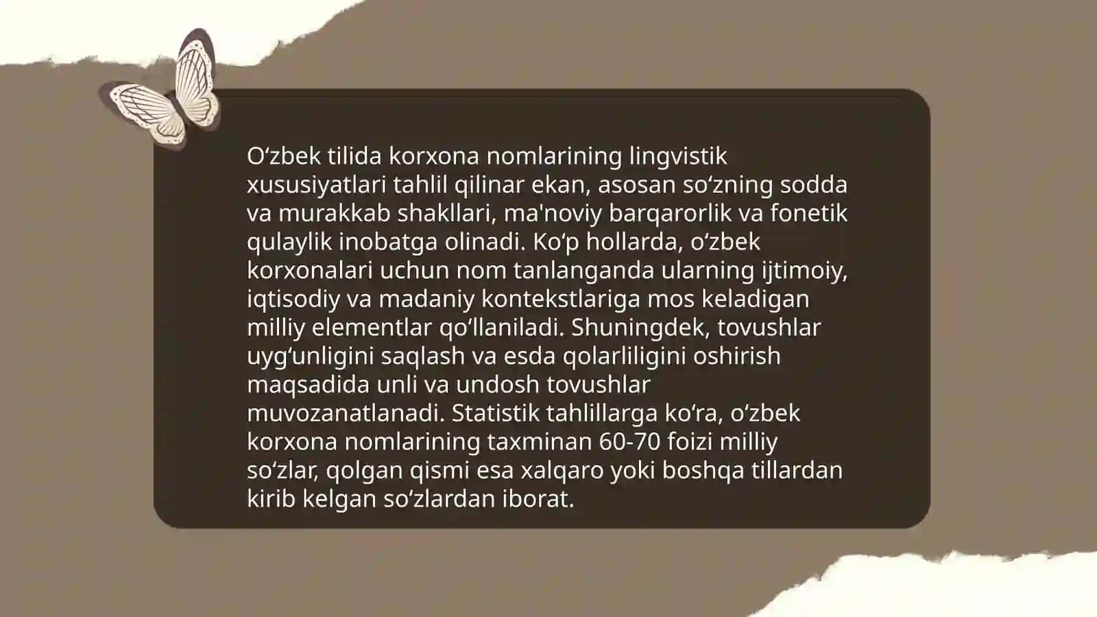 Ingliz va o'zbek korxona nomlarining lingvistik xususiyatlari va ularning mediada ifodalanishi 4
