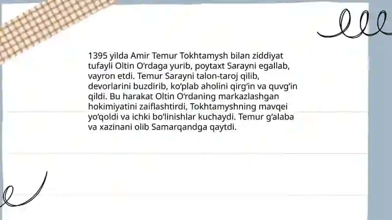 Amir Temurning Oltin O'rda Davlati Bilan Munosabatlari 4