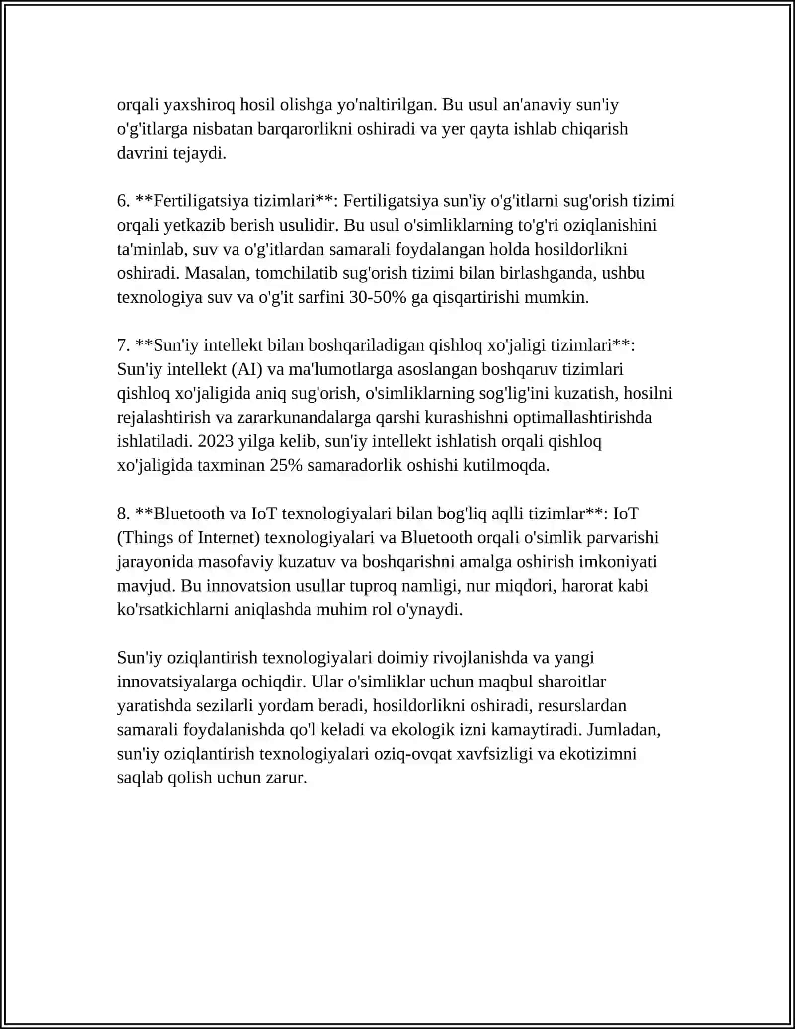 SUN'IY OZIQLANTIRISH TEXNIKASI VA UNING SAMARADORLIGINI BAHOLASH MEZONLARI 4