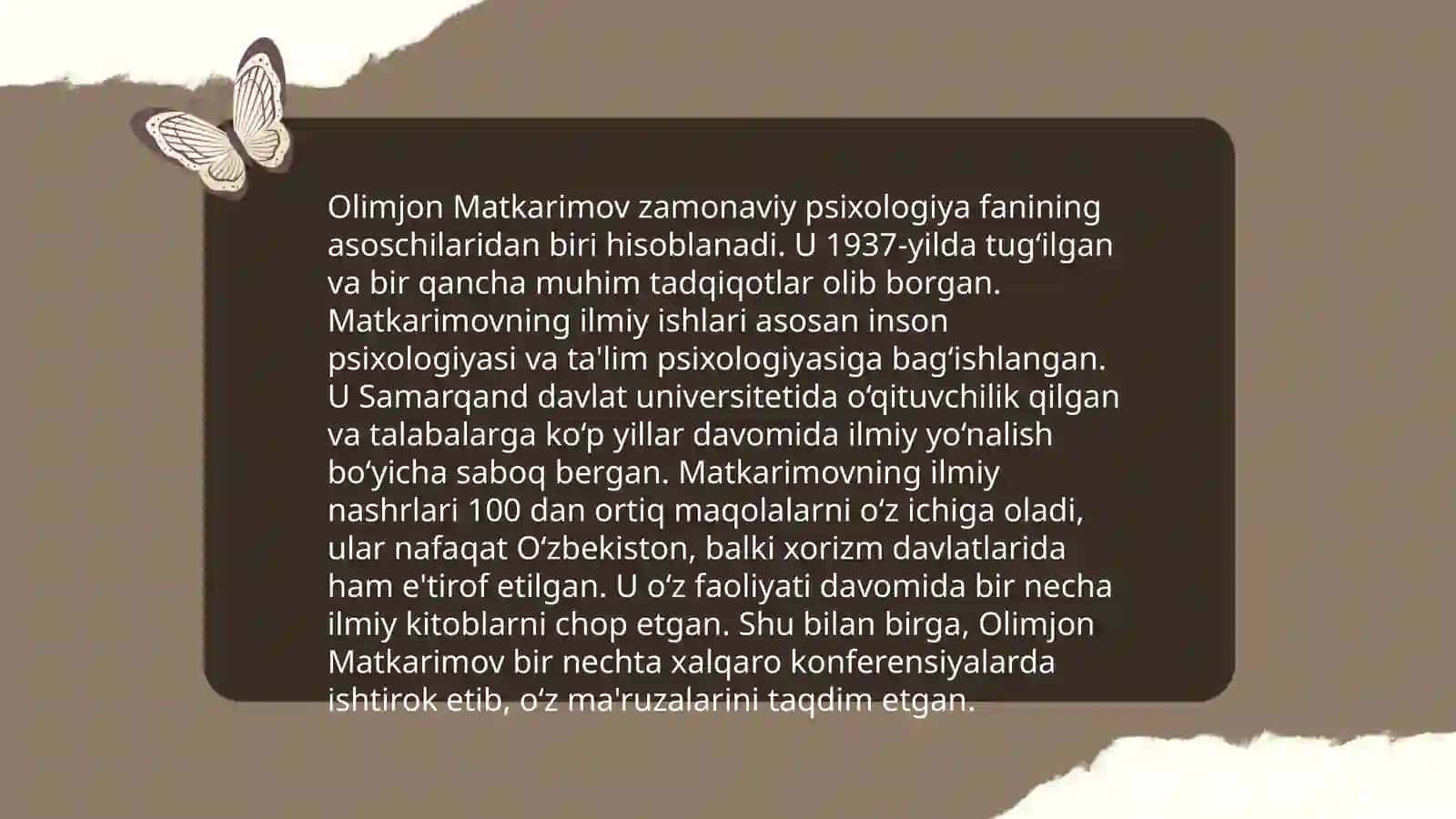 O'zbekistonda psixologiya fanining rivojlanishida hissa qo'shgan olimlar 4