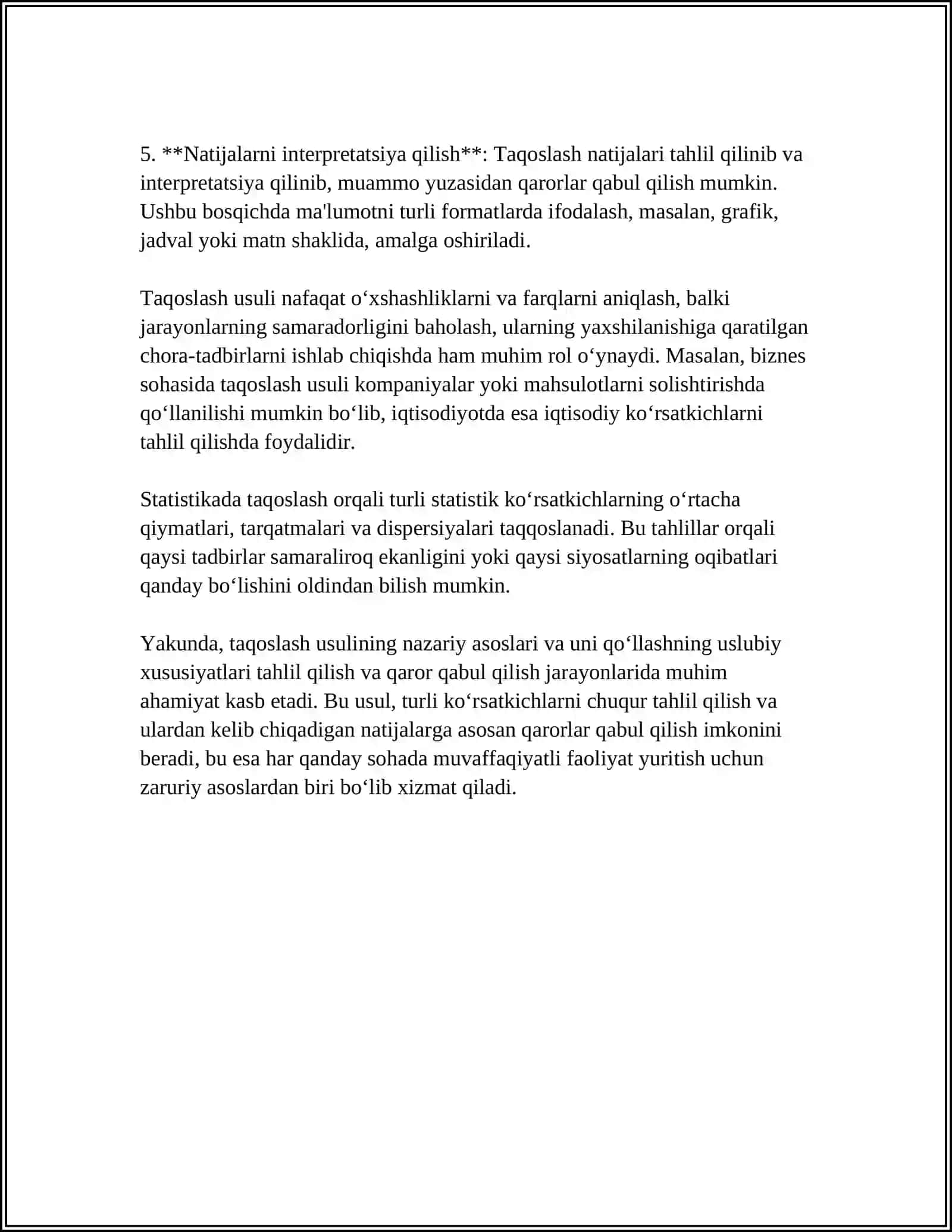 TAQOSLASH USULI VA UNI TAHLILDA QÒLLANILISHI 4