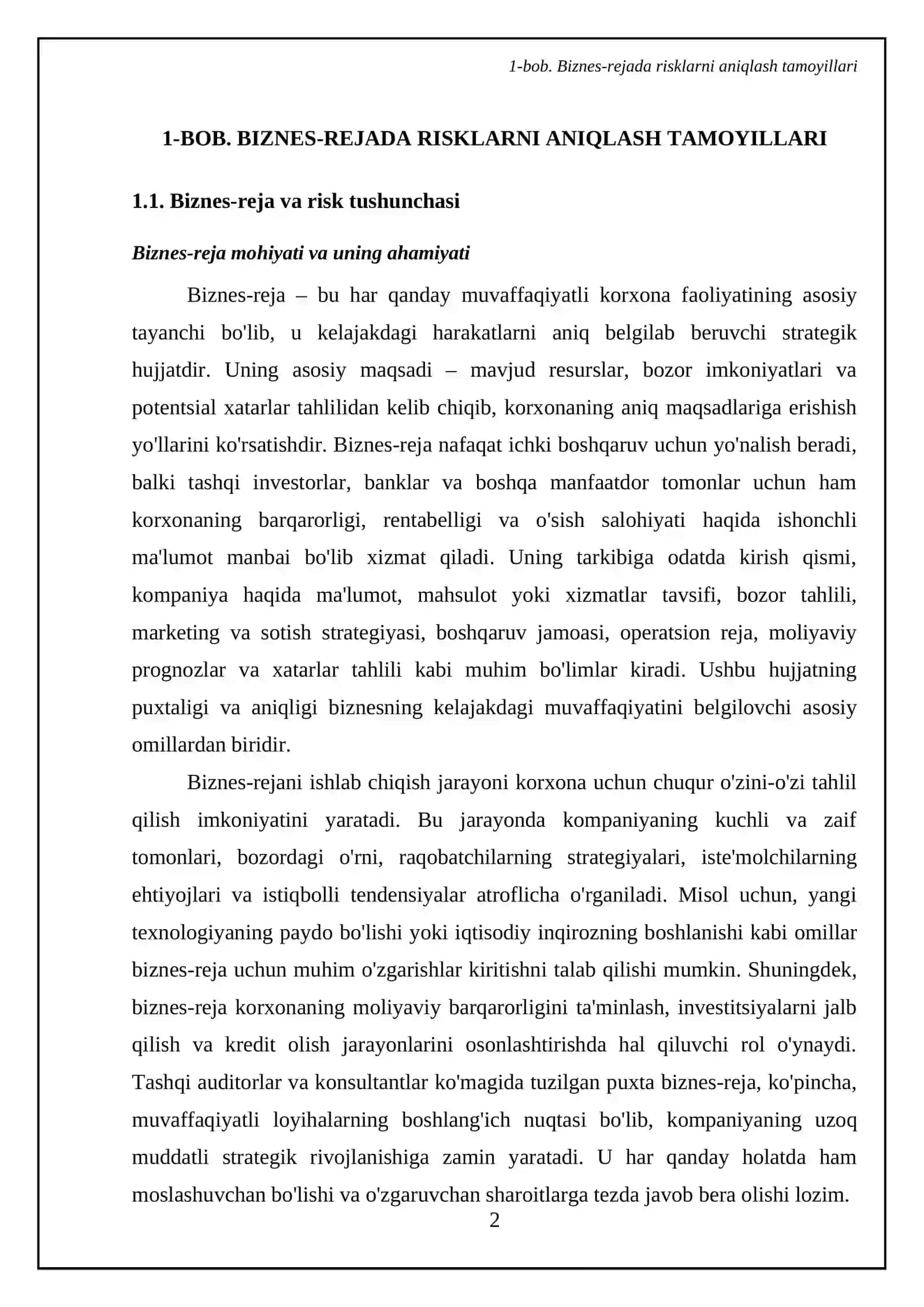 Biznes-rejada risklarni aniqlash va ularni boshqarish usullari 4