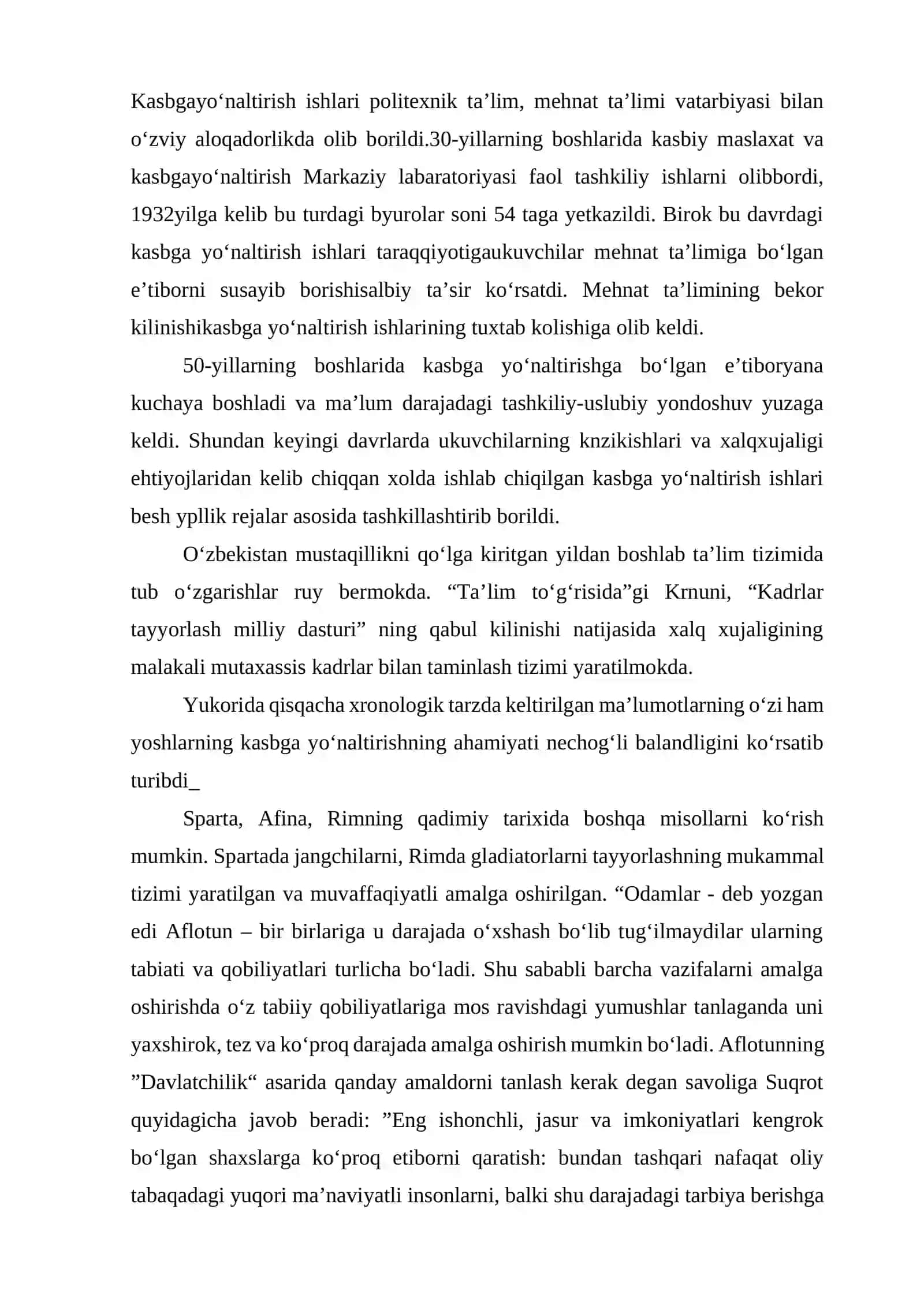 Kasb-hunarga yo’naltirish, uning tarixiy taraqqiyoti 4