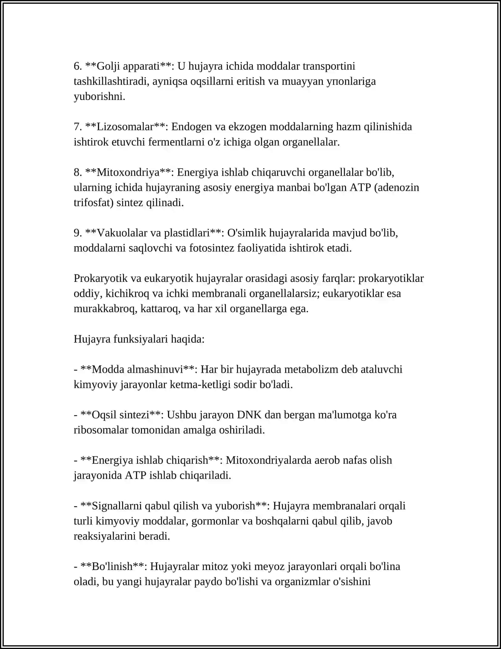 Hujayra Strukturasi va Funksiyasi 4
