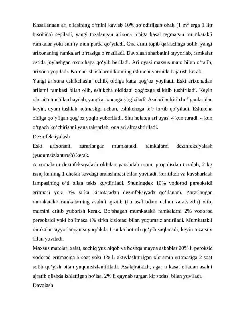 Asalarilarning virusli falaj kasalligi va kurash choralari 4