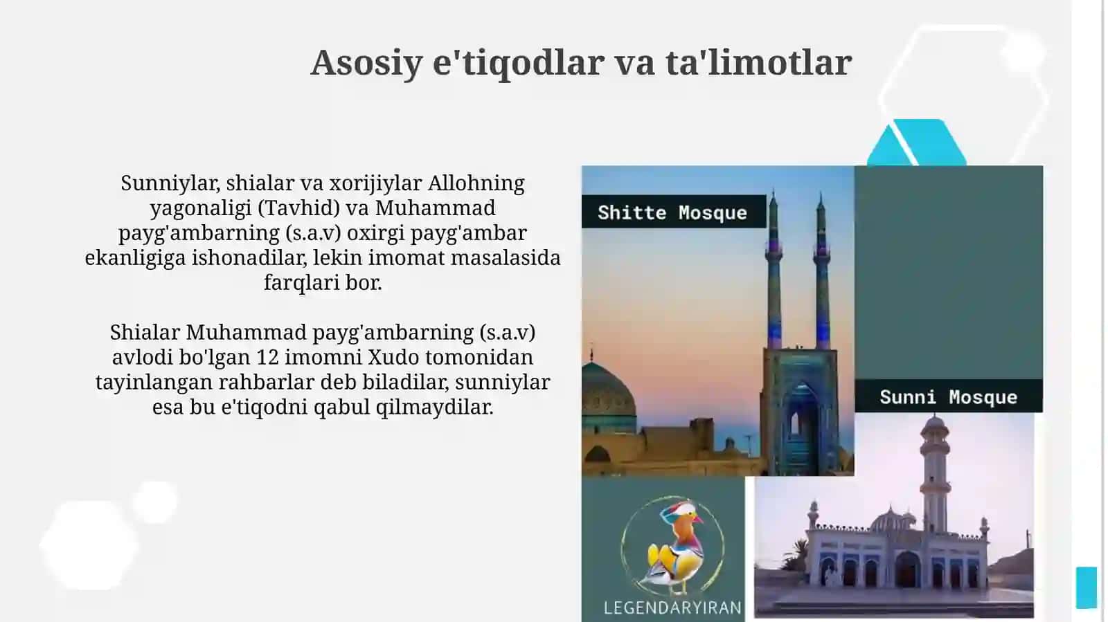 Islomdinida asosiy yoʻnalishlar: sunniylik, shialik 4