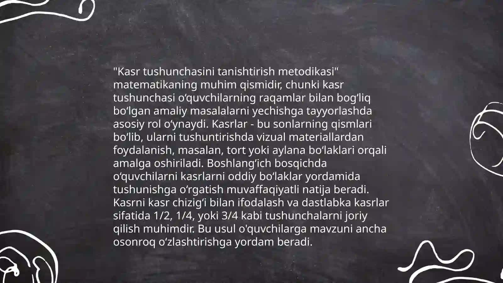 Ulush va kasr tushunchasi bilan tanishtirish metodikasi 4