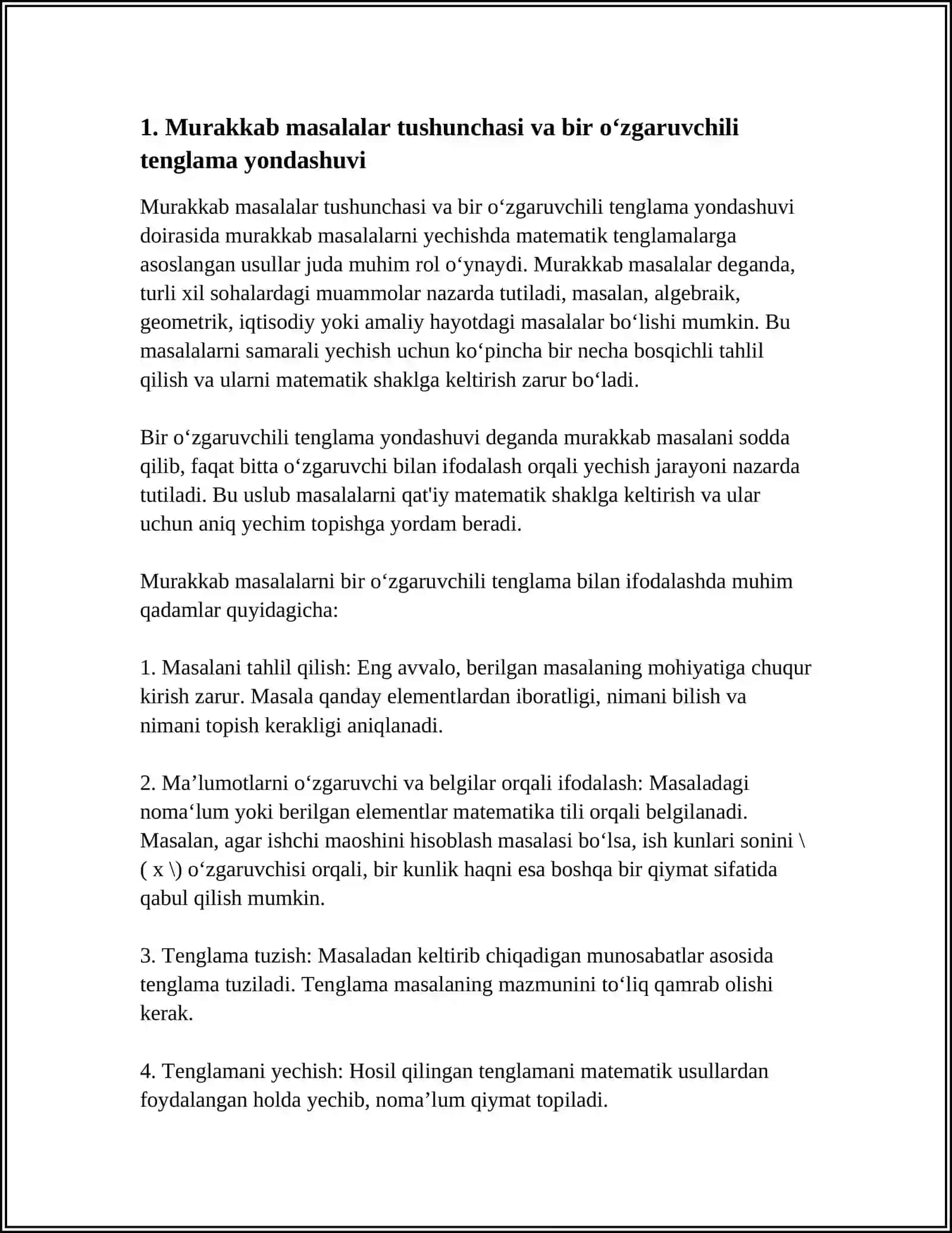 MURAKKAB MASALALAR YECHISH USULLARI 4