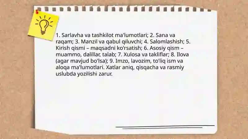Rasmiy xat yozish qoidalari 4