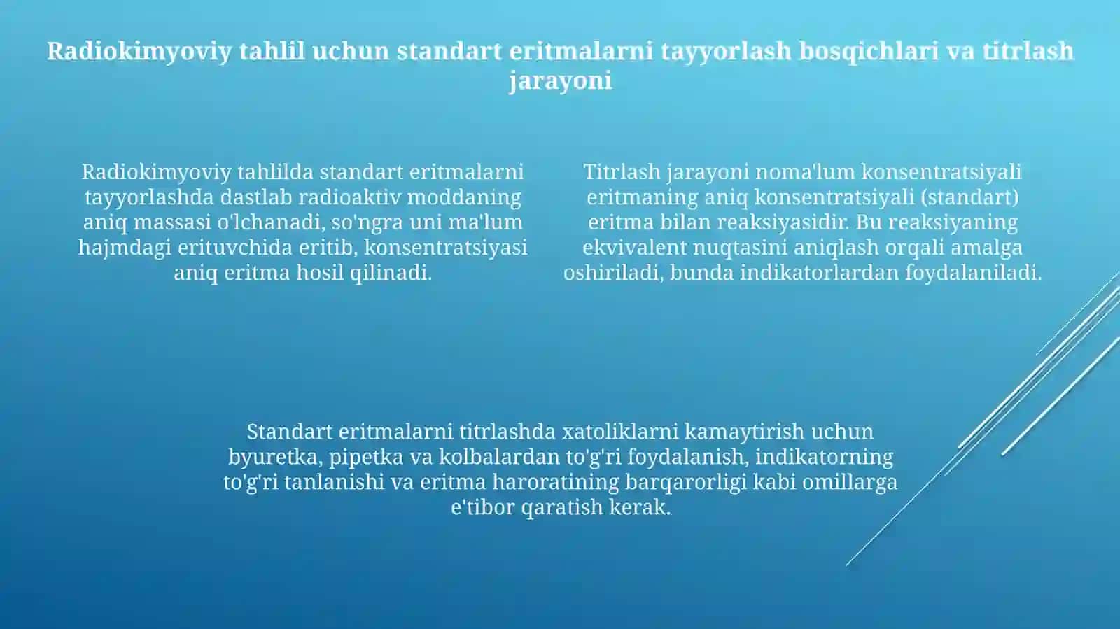 Radiokimyoviy tekshirish uchun titlangan eritmalami tayyorlash 4