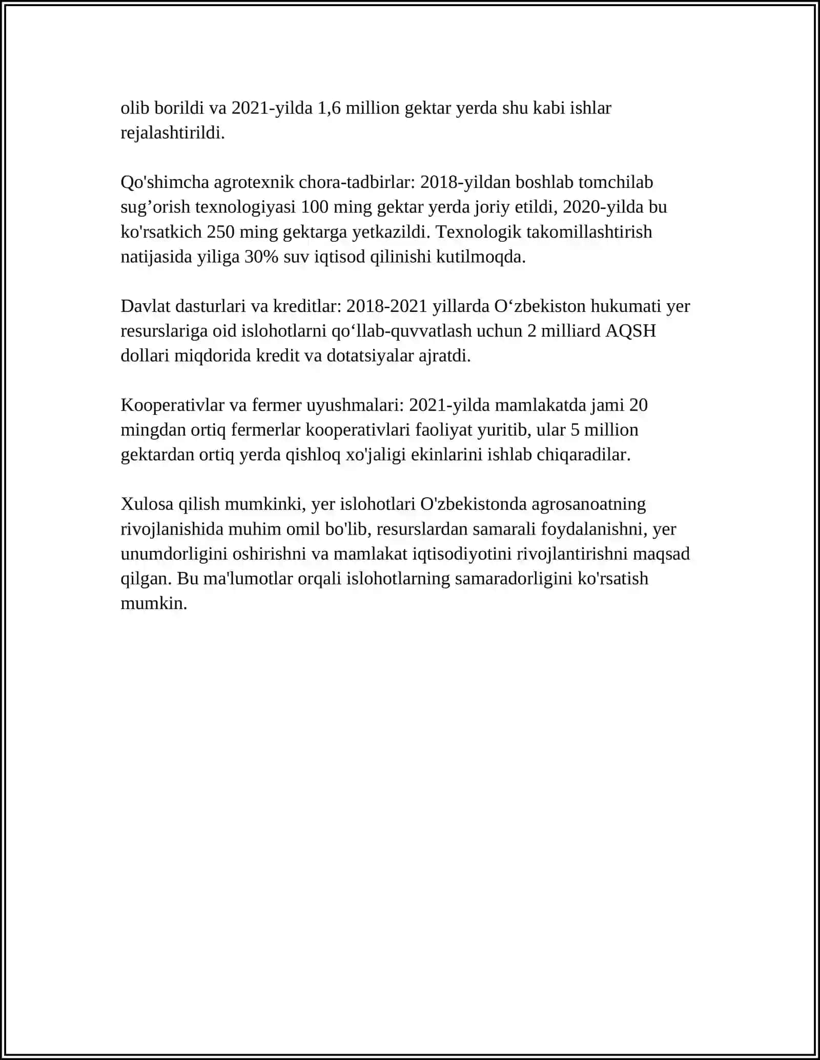 MUSTAQILIK YILLARIDA QISHLOQ XOʻJALIGI VA SANOAT SOHASIDAGI OʻZGARISHLAR 4