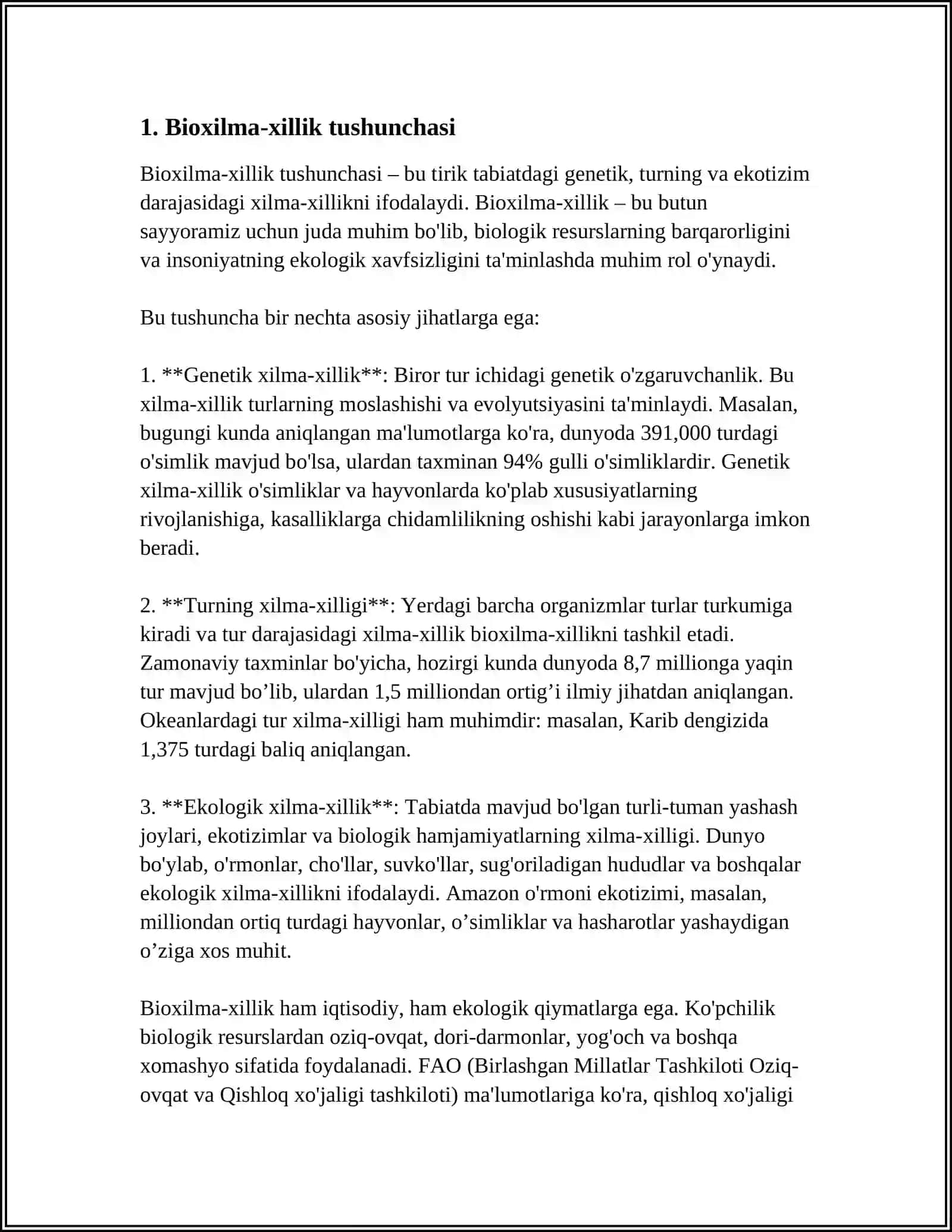 BIOLOGIK TURLARNI XILMA - XILLIGI VA NOYOBLIGINI BAHOLASH METODLARI 4