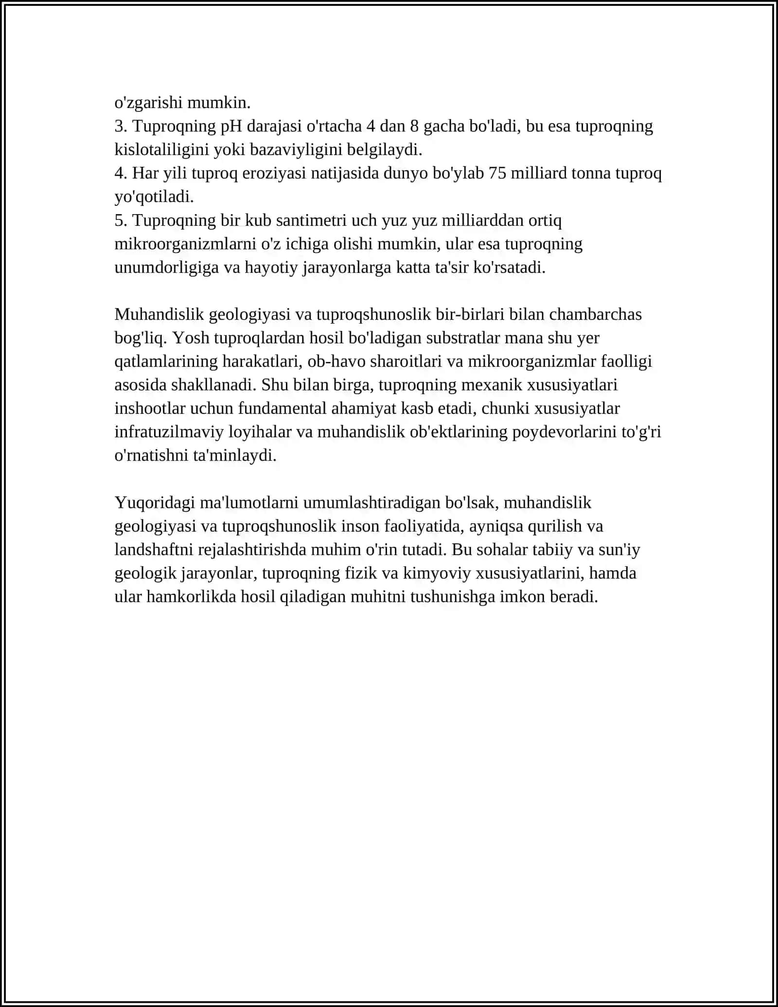 MUHANDISLIK GEOLOGIYASI FANINI TUPROQSHUNOSLIK BILAN BOGʻLIQLIGI 4