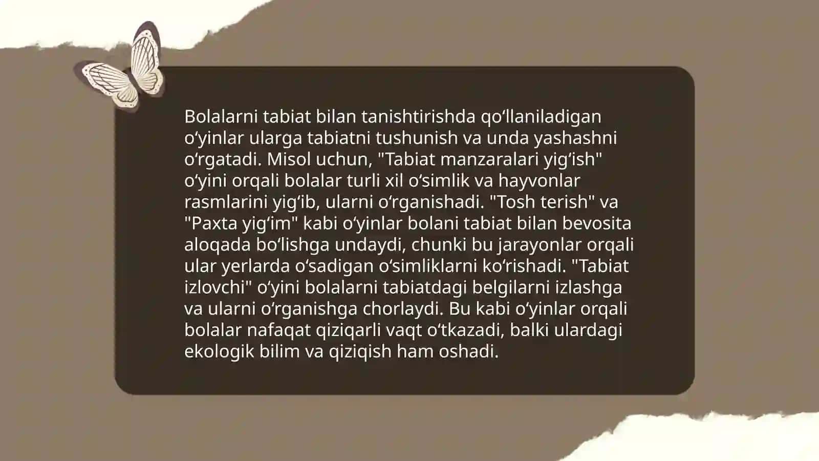 O‘yinlar asosida bolalarni tabiat bilan tanishtirish texnologiyasi 4
